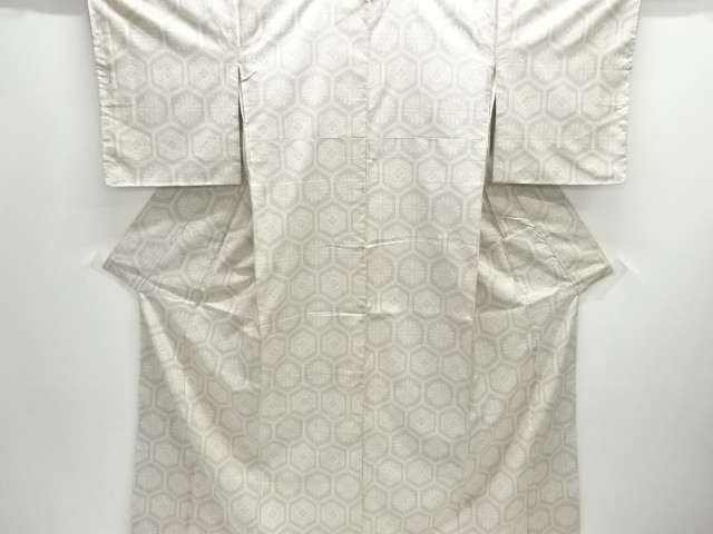 JAPANESE KIMONO / SILK / SHIRO OSHIMA TSUMUGI / WOVEN FLORAL KIKKO